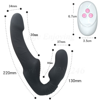 10 Speeds Strapless Strapon Dildo Vibrator Female Double Vibrating G Spot Adult Sex Toys for Women Couple Anal Prostate Massager