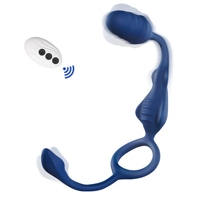 Vibrating Cock Ring Anal Plug with Prostate Massager, 4 in1 Taint Stimulator Penis Ring Vibrator Couples Adult Sex Toys for Men, Remote Control Anal Butt Plug Vibrator for Male Sex Toy Couple