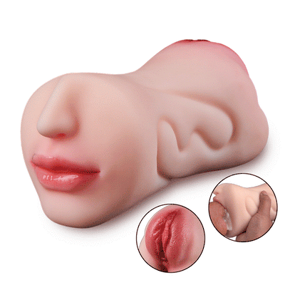 3 In 1 Pocket Pussy Male Masturbator, Double-Ended Stroker With Vagina Anus & Mouth, 3D Realistic Textured Deepthroat Blowjob Toy For Men Masturbation, Male Sex Toys With Storage Bag