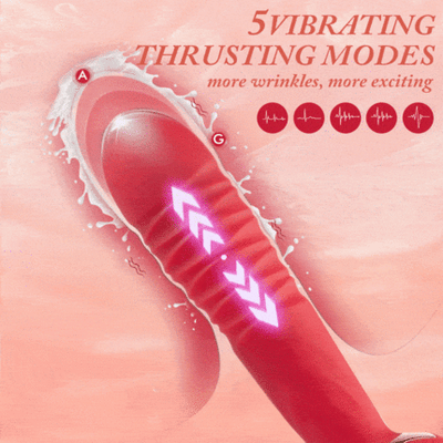 Red Rose Low Noise 5 Thrusting &amp; Vibrating 7 Tongue Licking Vibrator G Spot Vibrator สําหรับผู้หญิงลิ้นสั่นและดูดโหมดนวด Clitoral หัวนม Anal Stimulator คู่ผู้ใหญ่อุปกรณ์