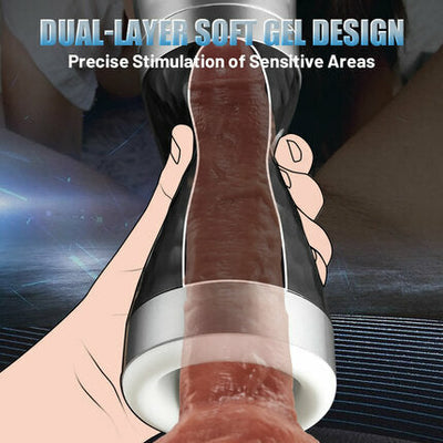 Automatic Blowjob Male Masturbator, Adult Sex Toys for Men, 7 Vibrating & 5 Rotating & 5 Thrusting Modes with Penis Stimulation, Rotating Male Masturbation Pocket Pussy for Men Pleasure Realistic