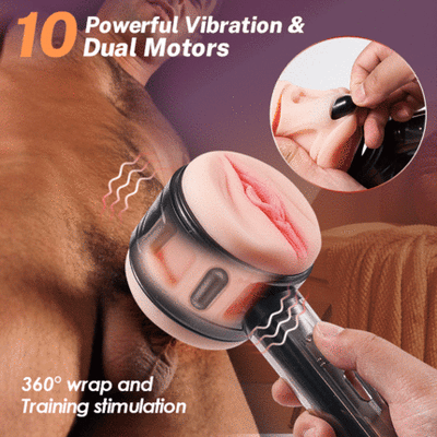 Vibration 2 in 1 Handheld Masturbator หมกมุ่นอัตโนมัติของเล่นความอดทนสําหรับ Man เครื่องรีดนมชายเพศความใคร่ด้วยตนเอง 18 Eilik หุ่นยนต์ 10 โหมดดูดสูญญากาศ