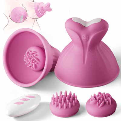 7 Vibrating &amp; Rotation Nipple Toys with Replaceable Message Head