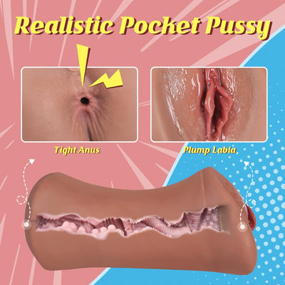 Pocket Pussy Sex Toys for Men - 7.5" Depth Realistic Sex Dolls for Men with Ultra Soft Fleshy Vagina Anus Stroker, Male Masturbators Stroking Toys for Men's Sex, Mens Penis Training Adult Sex Toys