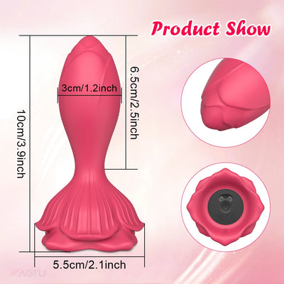 Anal Plug Vibrator Gay Anal Dildo Toy Butt Plug Stimulator Masturbation Flowers Penetration Anal Vibration Man Women Sex Toys