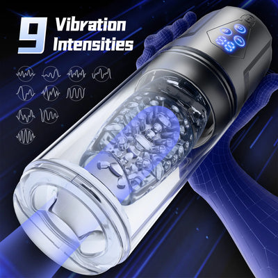 Upgrade 3 in 1 Male Masturbator Sex Toy with App Control Realistic Blowjob Machine 9 Thrusting Rotating & Vibrating Male Stroker