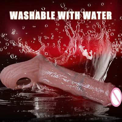 Penis Cock Sleeve Male Penis Enlarger Extender for Men Realistic Dildo Penis Ring to Lock the Sperm Male Penis Training Sex Toy