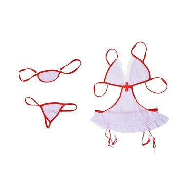 Kawaii Lingerie Sexy Women Sleepwear Cosplay Rabbit Girl Bodysuit Deep V Temptation Pure Bunny Ear Anime Hollow Jumpsuit Uniform