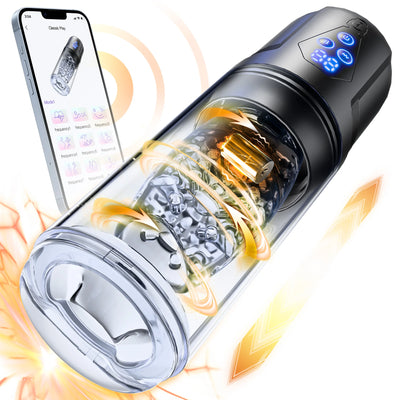Upgrade 3 in 1 Male Masturbator Sex Toy with App Control Realistic Blowjob Machine 9 Thrusting Rotating & Vibrating Male Stroker