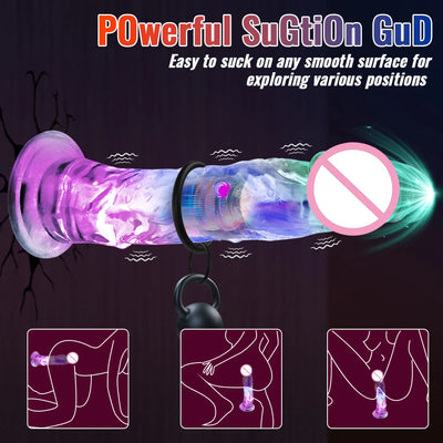 Cheap 3 Sizes LED Realistic Soft Jelly Dildo Suction Cup Adult Sex Toy for Women and Men Vaginal and Anal Masturbator 18+