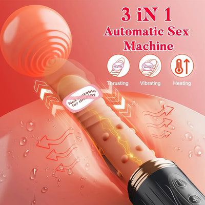 SEX TOYS Telescopic เครื่องทําความร้อน Dildo Vibrator เพศอัตโนมัติปืนรีโมทคอนโทรลหญิงเครื่องสําหรับผู้หญิงไฟฟ้าของเล่นสําหรับผู้ใหญ่
