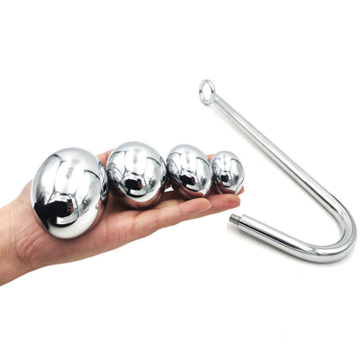 4Size Stainless Steel Anal Balls Dilator Anal Hook Buttplugs Anus Stretcher Butt Plug Prostate Adult Game Sex Toys for Men Woman