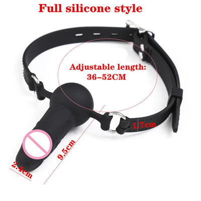 Adult Games Strapon Dildo Head Strap on Sex Toys for Couples Silicone Dildos Oral Fixation SM Bondage Realistic Penis Mouth Gag