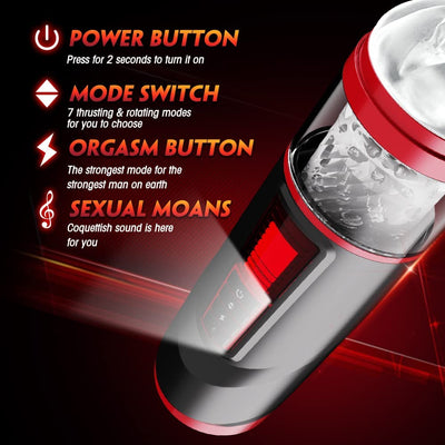 Automatic Male Masturbator 7 Thrusting Rotating Vaginal Mouth Pocket Pussy Strokers Massage-Ribbed Sleeve Adult Sex Toys for Men