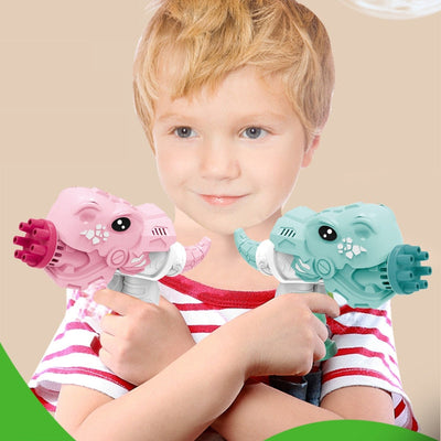 Children's Toys Porous Dinosaur Shark Bubble Gun Electric Cartoon Fan Bubble Machine Boys and Girls Blowing Bubble Toys