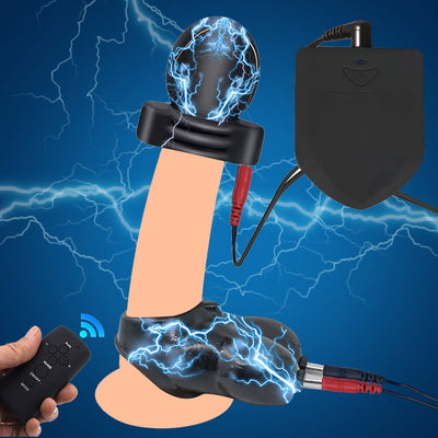 Electric Shock Glans Trainer SM Male Masturbator Scrotum Bondage Massage Chasity Cage Wireless Remote Control Sex Toys BDSM