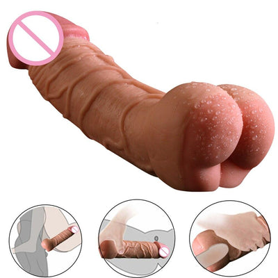 Enorme Realista Dildo Ampliador Manga P¨ºnis + Sexo Anal Masturbador Masculino Bolso Buceta Falso Ass Sexo Brinquedos Para Casais Adulto Pau