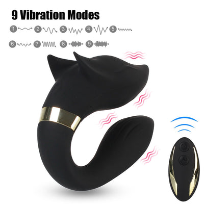 FOX Vibrator Clitoris Stimulator Double-headed Vibration Ring Wearable Couple Resonant 9 Mode Sex Toy for Women