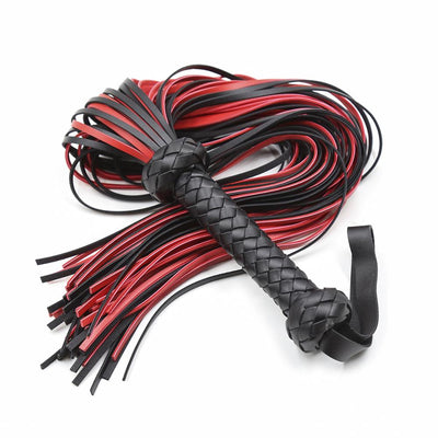 Fetish Black&amp;Red PU Leather Whip Flogger Handle Spanking Paddle Knout Flirt BDSM Adult Game Erotics Sex Toys for Women Couples
