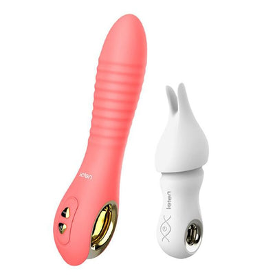 Leten 2 Pcs/set Silicone Vibrator Set Include Powerful Lovely Bullet Vibrator and Electromagnetic Pulse Thrusting Fairy Wand