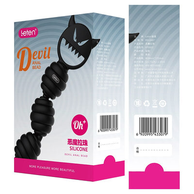 Leten Anal Beads Devil Butt Plug Soft Silicone Prostate Massager Anal Vagina Toys for Men Woman Adult Products