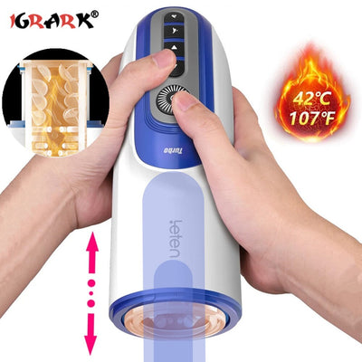 Leten Automatic Piston Male Masturbator Heating Thrusting Vibrator Realistic Vagina Pocket Pussy Love Machine Sex Toys for Men