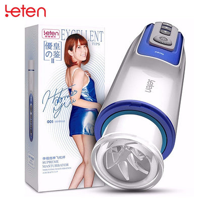 Leten Pocket Pussy Male Masturbator Automatic Telescopic Heating Voice Masturbation Cup Real Vagina Vibrating Sex Toy for Men