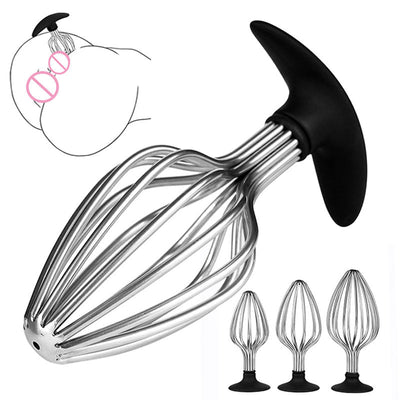 New Silicone Base Butt Plug Stainless Steel Hollow Anal Plug Dilator Anus Prostate Massager Erotic Sex Shop Gays Toys for Women