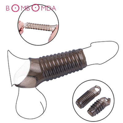 Penis Sleeve Extender Penis Ring Dildo Enlargement Reusable Man Condom Spike Dotted Condom Delay Ejaculation Adult Sex Toy