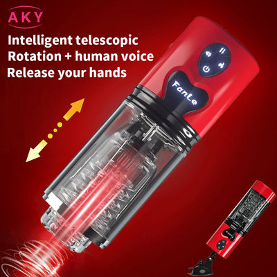 Realistic Vagina Telescopic Masturbator Cup Male Automatic Rotation Erotic Pocket Pussy Masturbation Tools Sex Shop Toys for Men