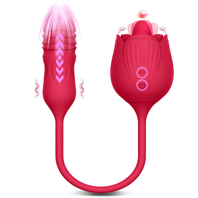Rose Stretching Vibrators for Women Clitoris Stimulator Oral Tongue Licking Vibrating Love Egg Thrusting Sexy Toy for Adults 18