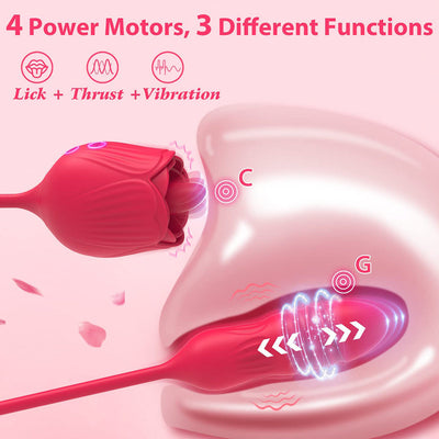 Rose Stretching Vibrators for Women Clitoris Stimulator Oral Tongue Licking Vibrating Love Egg Thrusting Sexy Toy for Adults 18