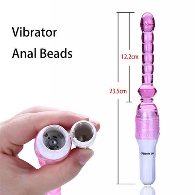 Silicone Jelly Long Anal Vibrator Magic Wand Anal Butt Plug Beads G Spot Massager Adult Sex Toys for Woman Couples Masturbation