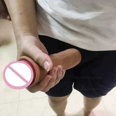 Wearable Strap on Dildo Realistic Pants Sliding 18.5cm Simulation Foreskin Penis Huge Big Dick Erotic Sex Toys for Women Lesbian